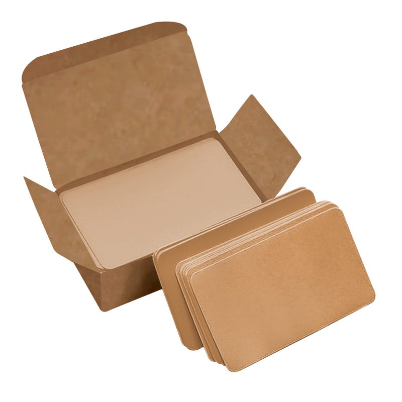 VANRA 300 Small Blank Cards 3.5x2 inches Color Cardstock Study Flash Cards Index Cards, Unruled with Rounded Corners (Kraft Brown, 300/Pack) - Image 1